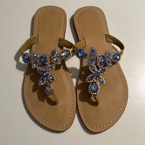Blue Rhinestone Sandals